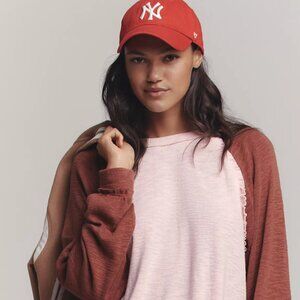 NWT Anthropologie Pilcro Ruffled Raglan Thermal Top